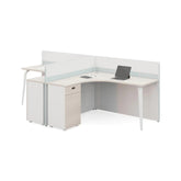 Wise-D L-shaped Office Desk Workbench with Partition and Side Cabinet - Gavisco Office Furniture